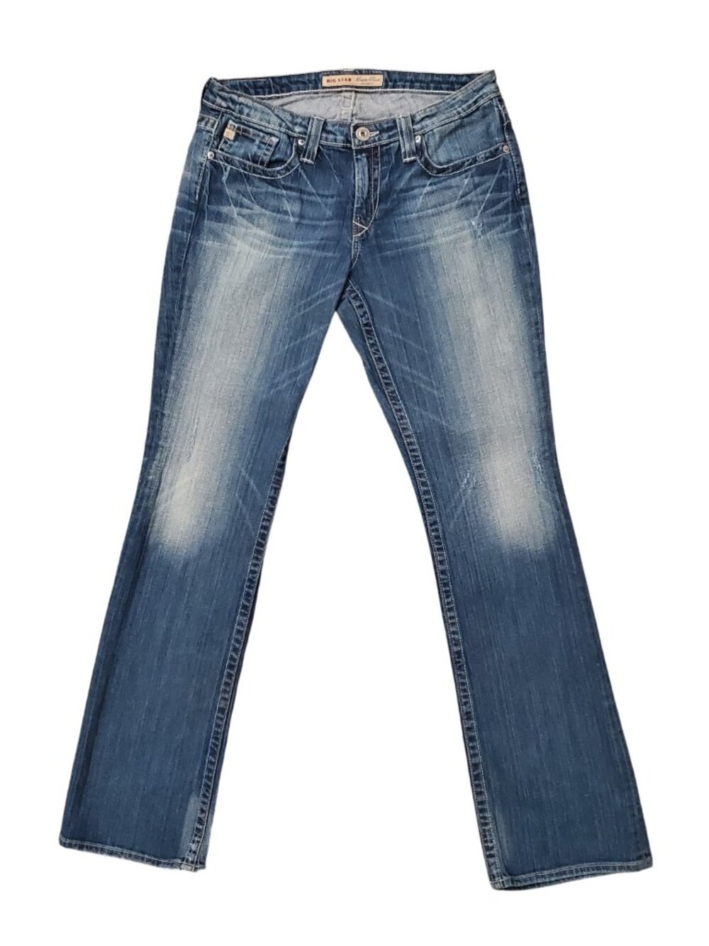 Big Star Maddie Bootcut 30L (Meas 33x34 8.5" Mid Rise) Dark Distressed Jeans A15